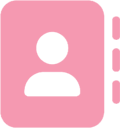 A pink and green icon with an image of someone.